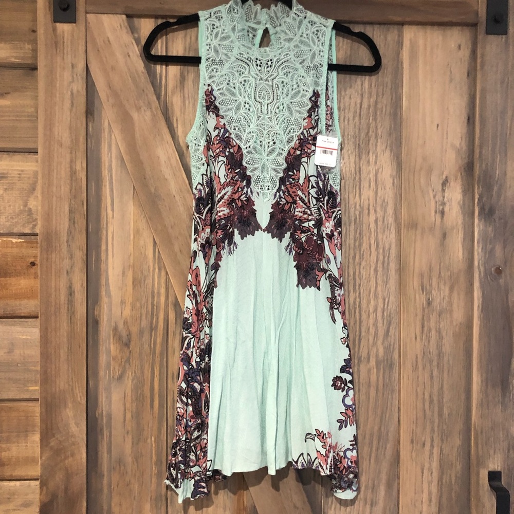 NWT! Free People Mint Floral Slip